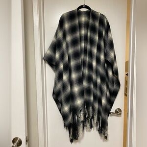 Black and white plaid poncho
